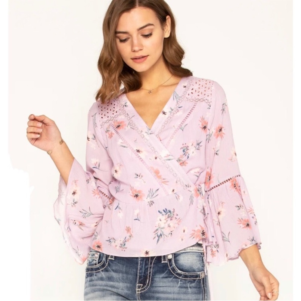 Miss Me FLORAL PLAY TOP in Lavender Western fairy